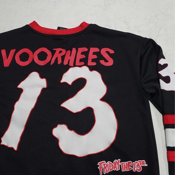 Friday The 13th Jason Voorhees Bloody Hockey Jersey Black Red White EUC Horror - Picture 7 of 12